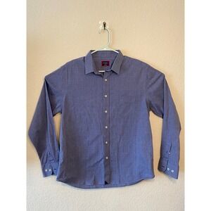 UNTUCKit Button Down Shirt Dobby Weave Long Sleeve Casual Blue Large